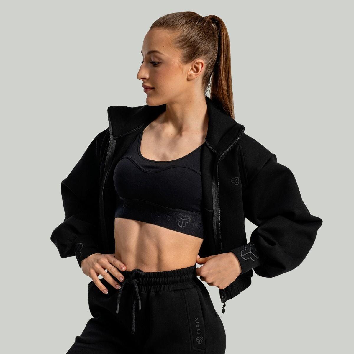 Donna felpa con zip nera Lunar 3/6