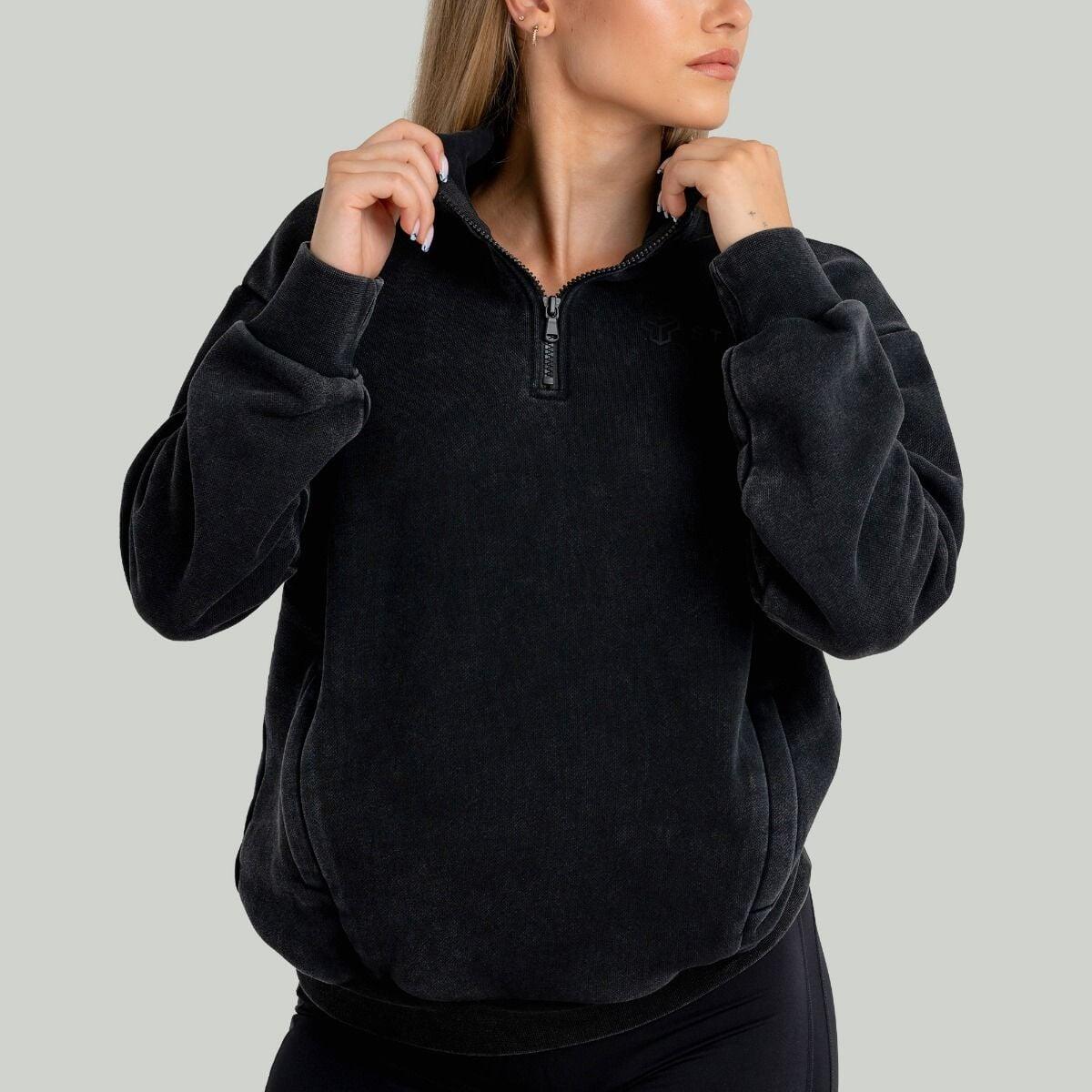 Donna felpa con zip nera 2/7