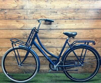 Cortina transport stadsfiets, blauw - tweedehands, nagekeken en geserviced