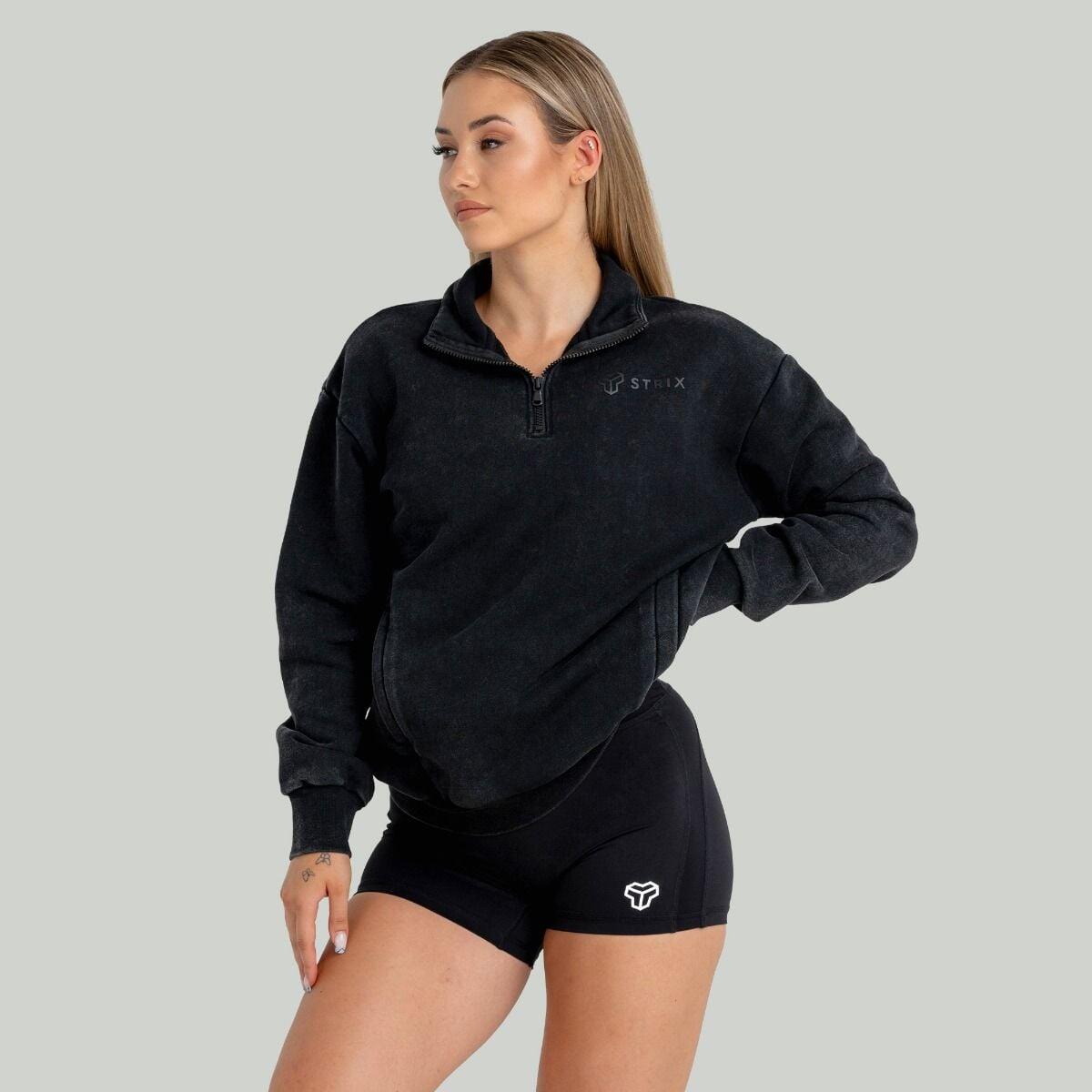 Donna felpa con zip nera 5/7