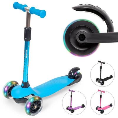 Kinderstep - 3 lichtgevende wielen - hoogte verstelbaar - blauw