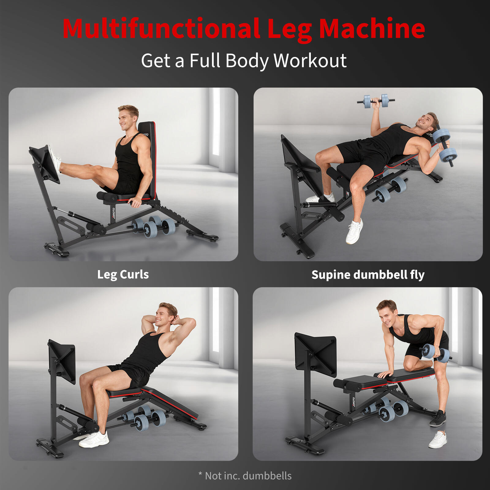 JM35 Banc de Musculation avec Presse à Cuisse, 9 Positions Réglables pour Haltèr 5/7