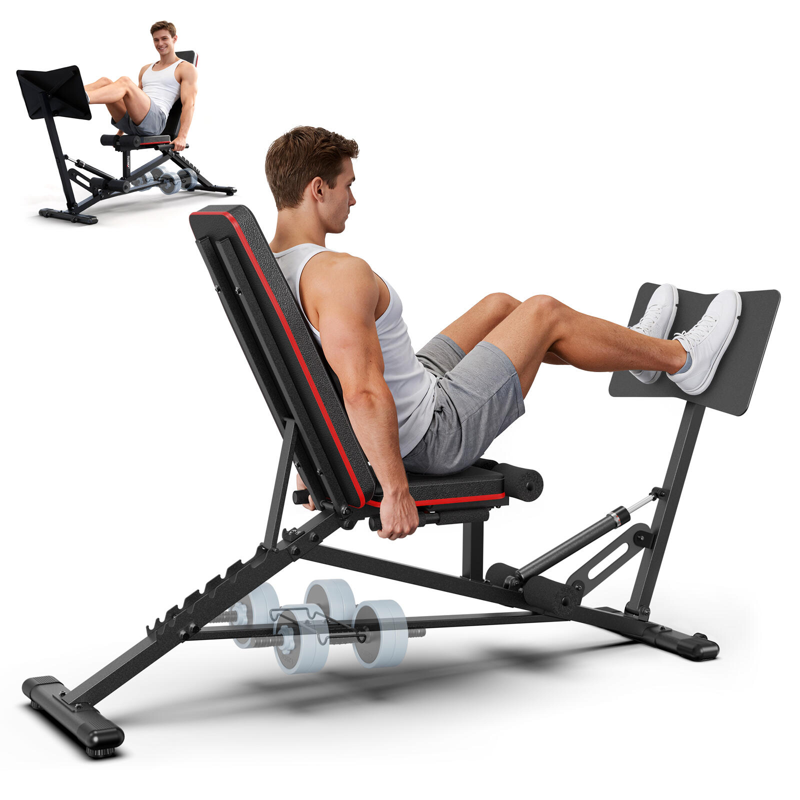 JM35 Banc de Musculation avec Presse à Cuisse, 9 Positions Réglables pour Haltèr 1/7