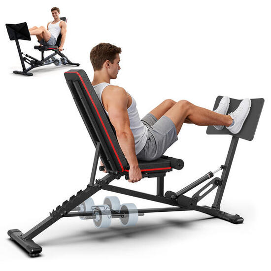JM35 Banc de Musculation avec Presse à Cuisse, 9 Positions Réglables pour Haltèr