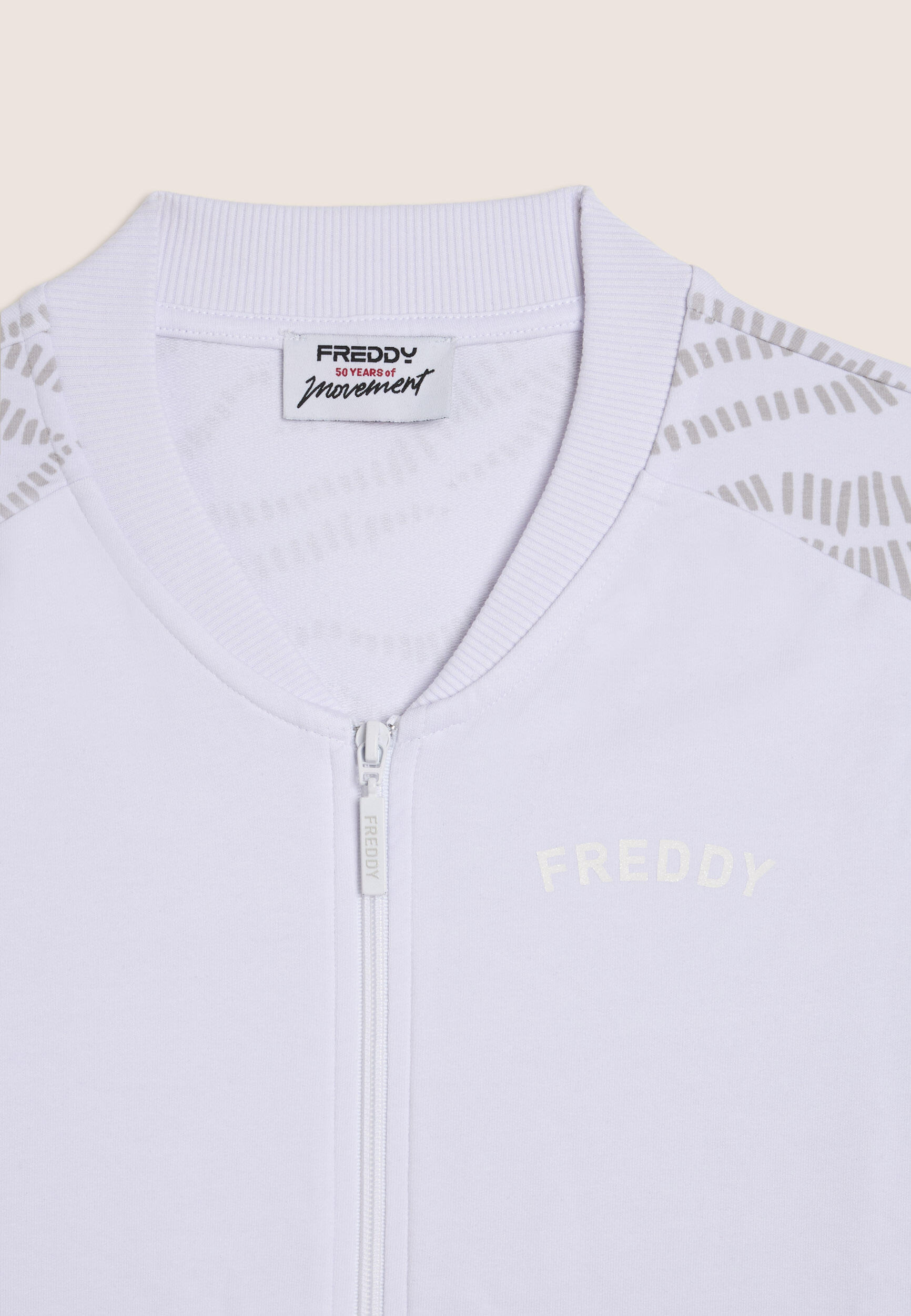 Felpa Zip con Collo Bomber e Motivo Grafico 3/3