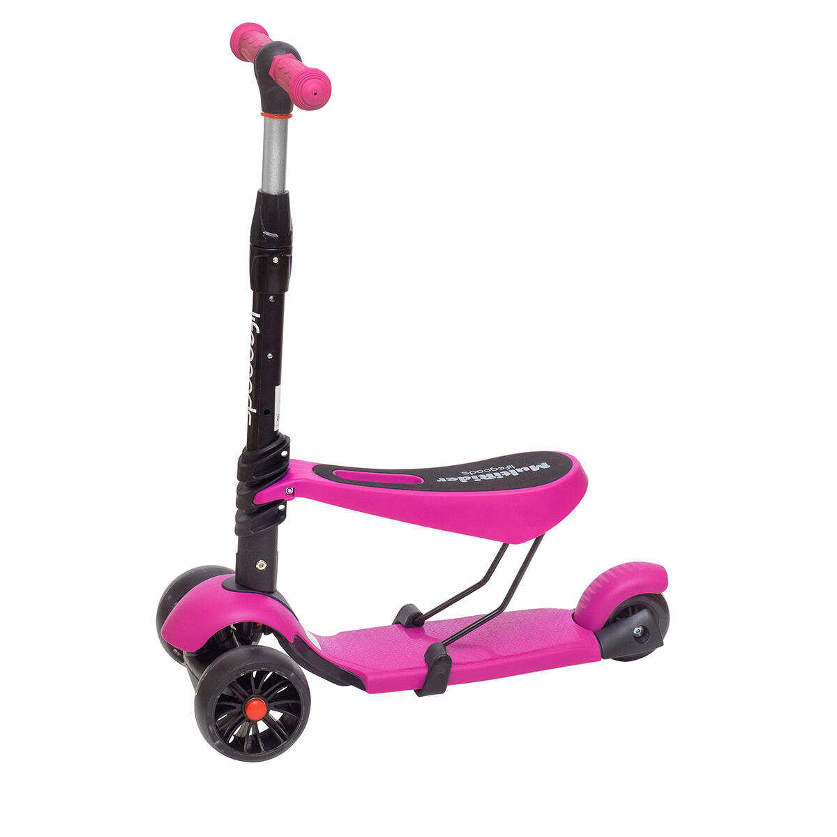 Kinderstep - hoogte verstelbaar zitje - lichtgevende wielen - MultiRider - roze 3/5