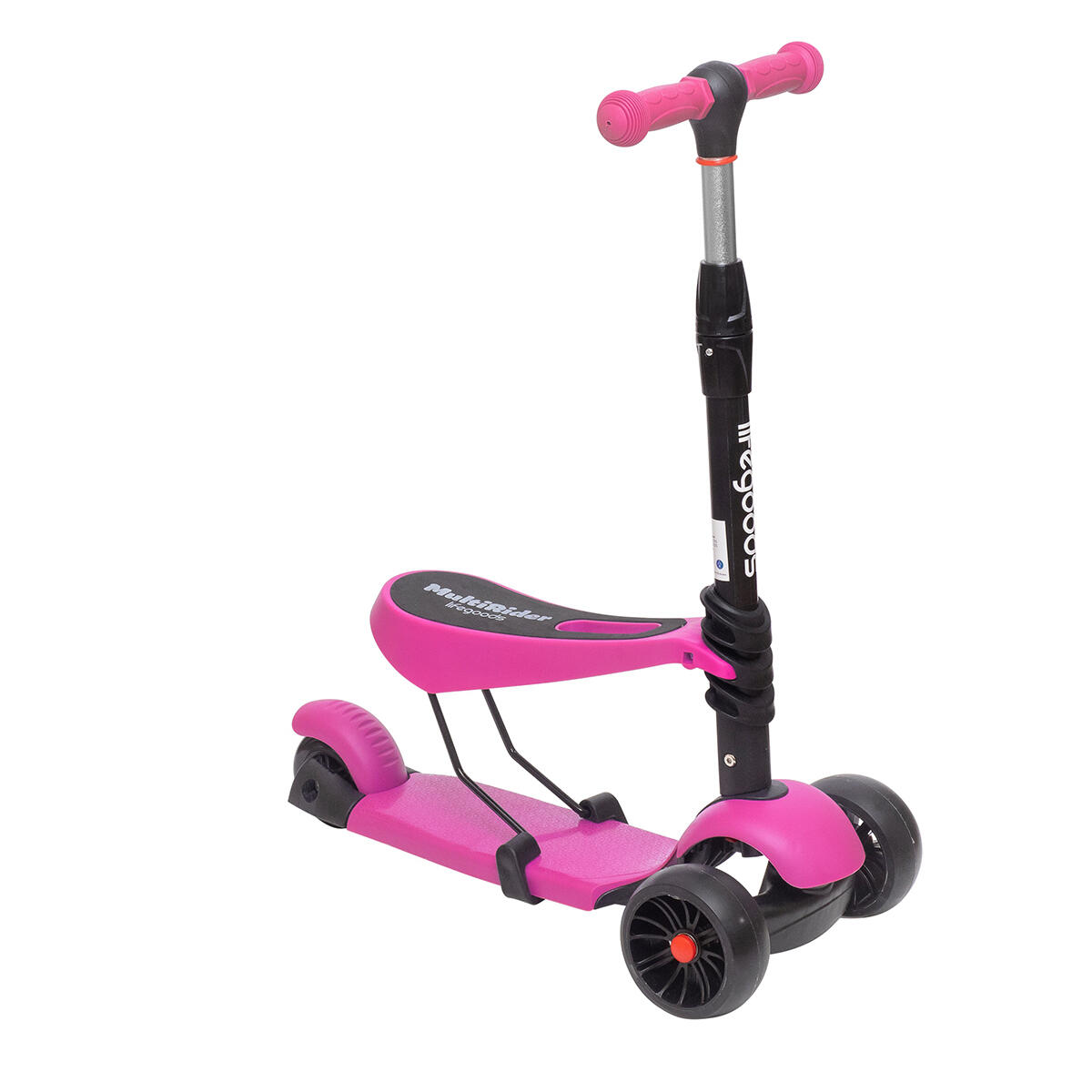 Kinderstep - hoogte verstelbaar zitje - lichtgevende wielen - MultiRider - roze 5/5