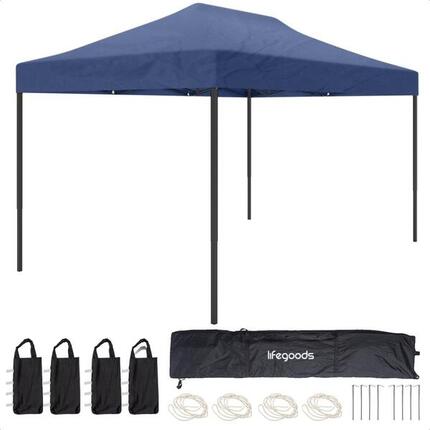 Partytent - paviljoen - 3x4.5 m - easy up - opvouwbaar - donkerblauw