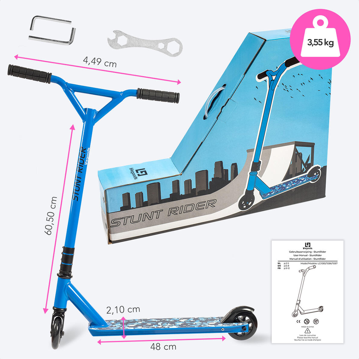 StuntRider - stuntstep - 100mm wielen - blauw 4/4