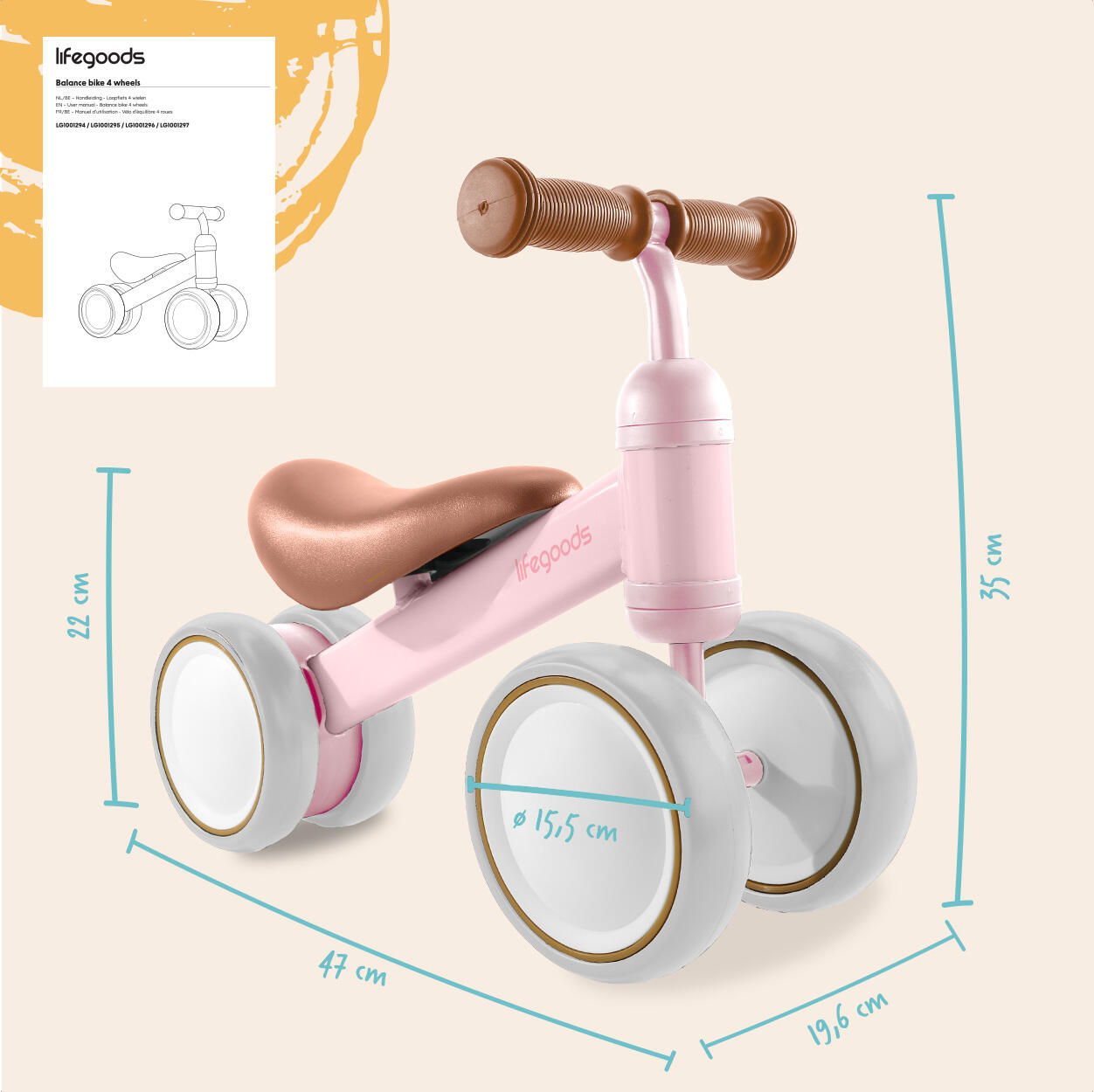 Draisienne - trottinette enfant - rose 4/4