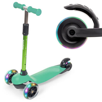 Kinderstep - 3 lichtgevende wielen - hoogte verstelbaar - muntgroen