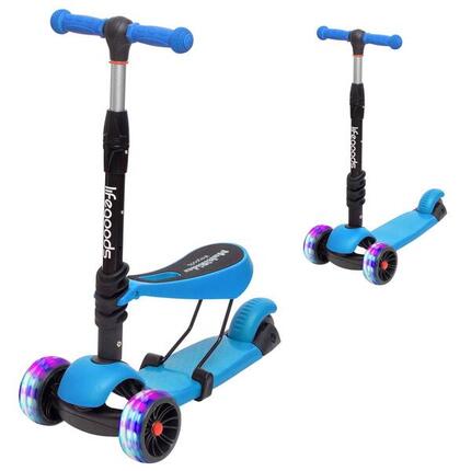 Kinderstep - hoogte verstelbaar zitje - lichtgevende wielen - MultiRider - blauw