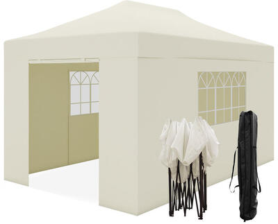 Partytent - paviljoen - 3x4.5 m - zijwanden - easy up - opvouwbaar - beige