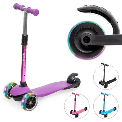 Kinderstep - 3 lichtgevende wielen - hoogte verstelbaar - paars