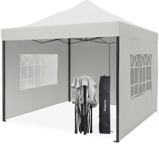 Partytent - 3x3 m - zijwanden - easy up - paviljoen - opvouwbaar - wit
