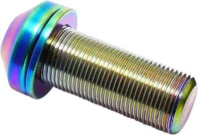 Tlc 14x1mm rear titanium bmx hub bolt - 14mm - rainbow