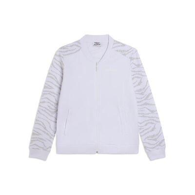 Felpa Zip con Collo Bomber e Motivo Grafico