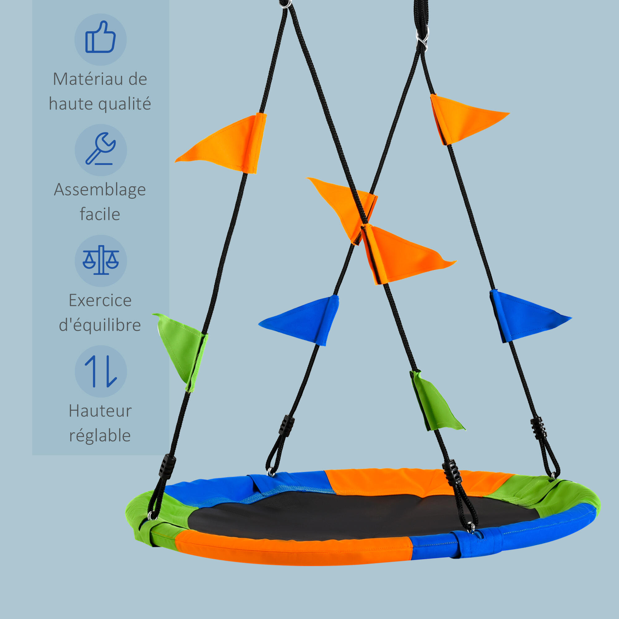 Balançoire nid d'oiseau rond Ø 100 cm multicolore 5/5