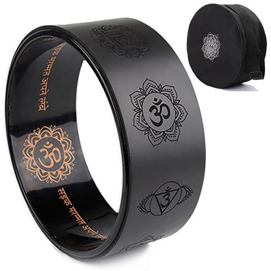 Roue de yoga et fitness eco-pu similcuir 7 chakras + sac mandala