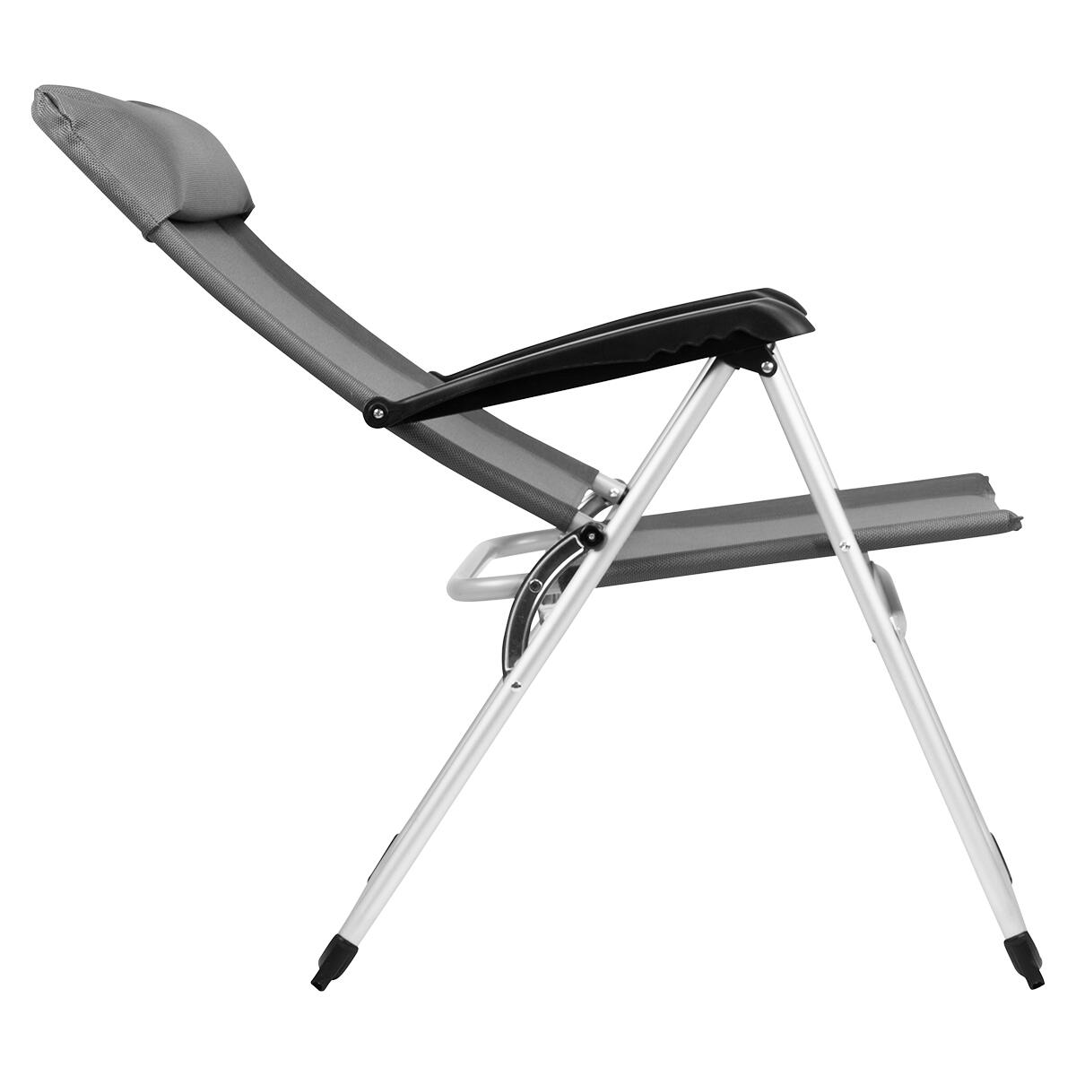 Campingstoel - opvouwbaar - 110kg draagvermogen - verstelbaar - grijs 3/5