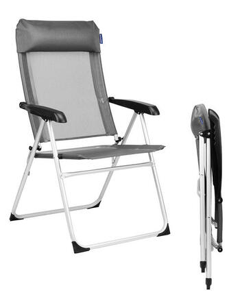 Chaise de camping - pliable - charge max. 110kg - reglable - gris