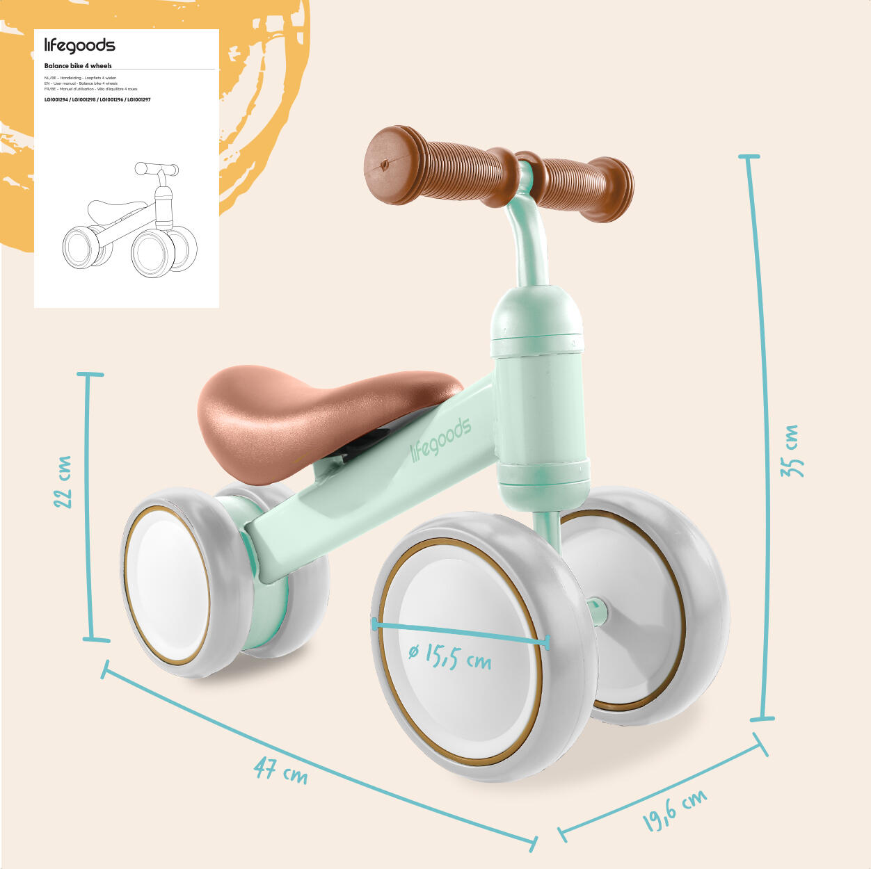 Draisienne - trottinette enfant - vert pastel 4/4