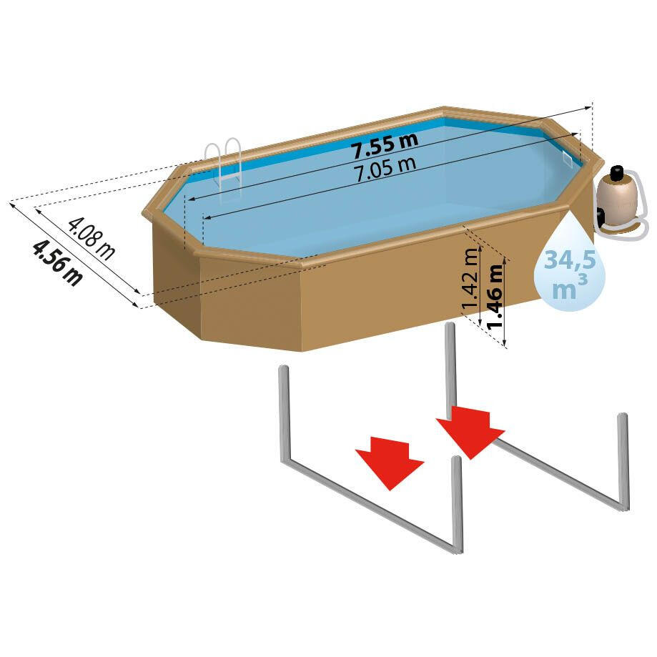 Piscina MADERA NATURAL 755 x 456 x 146 2/4