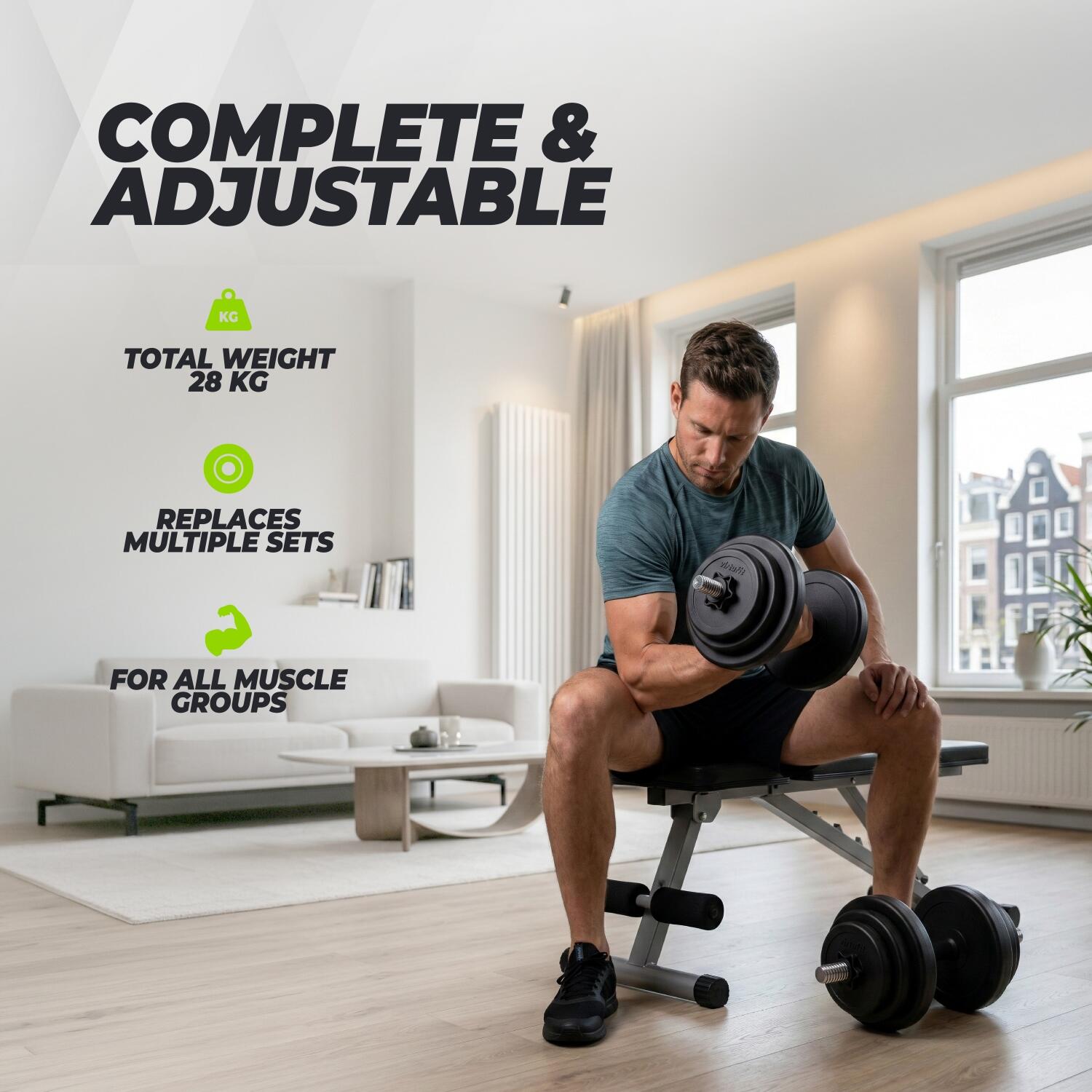 Ensemble d'haltères ajustables  - Vinyle - 2 x 14 kg (28 kg) 5/7