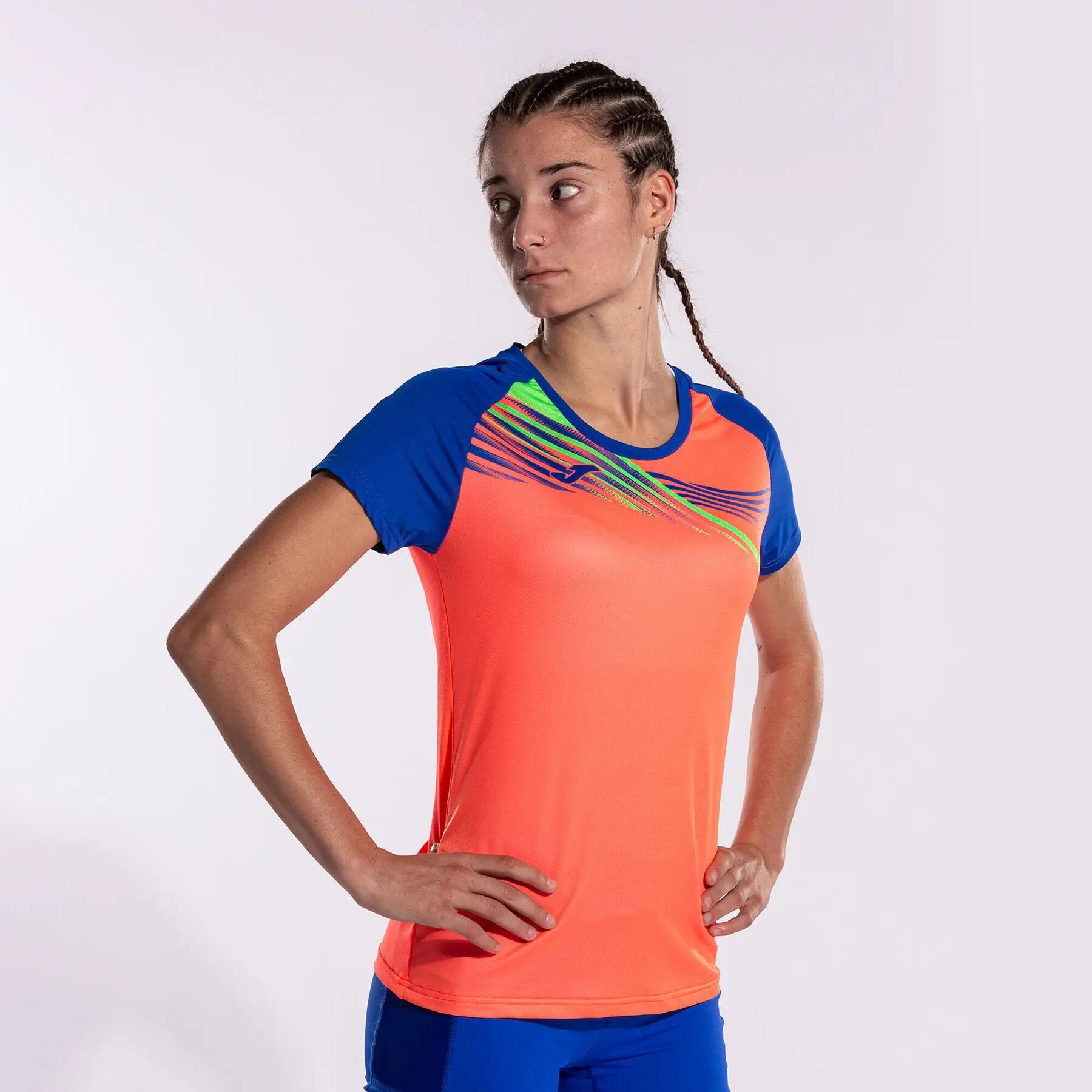 Maillot Manches Courtes Running Femme Joma Elite X Corail Fluo 2/7
