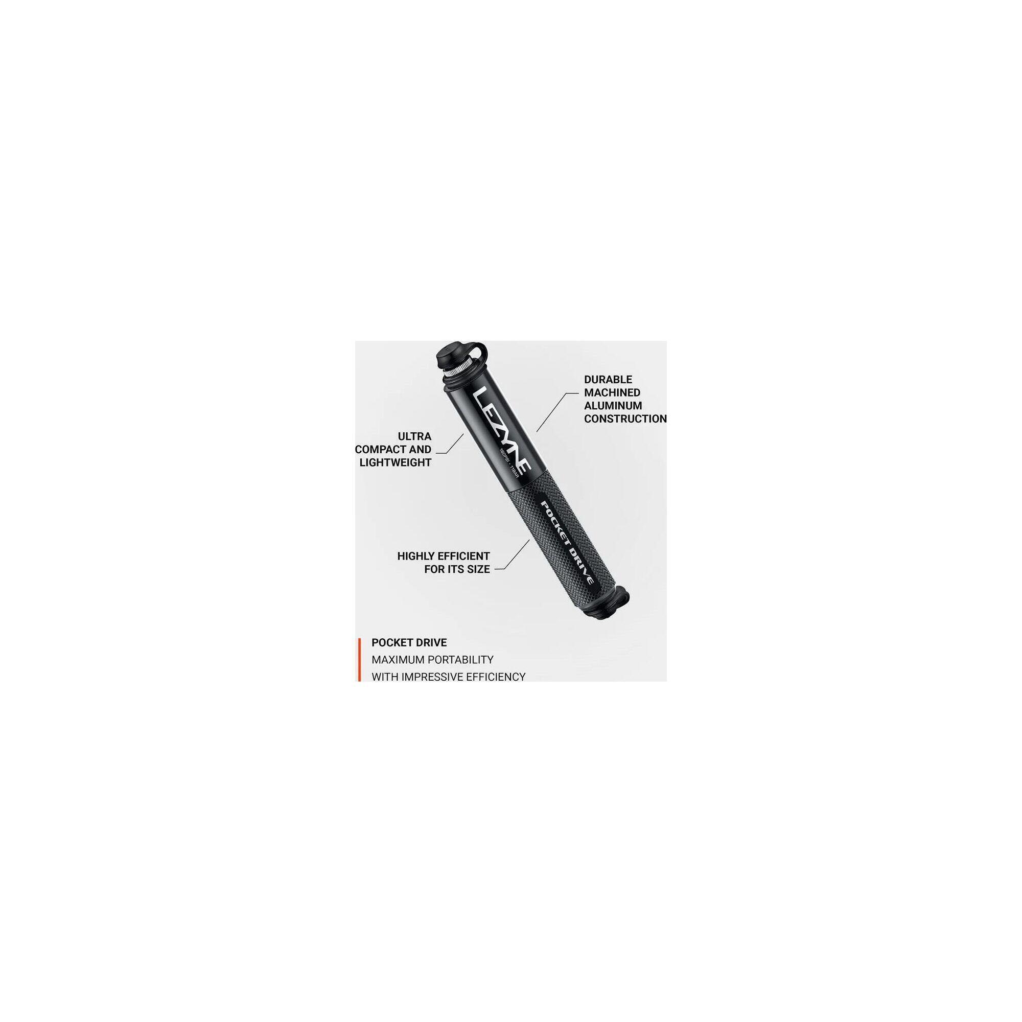 Lezyne Pocket Drive pompa manuală CNC aluminiu 15 cm - gri lucios