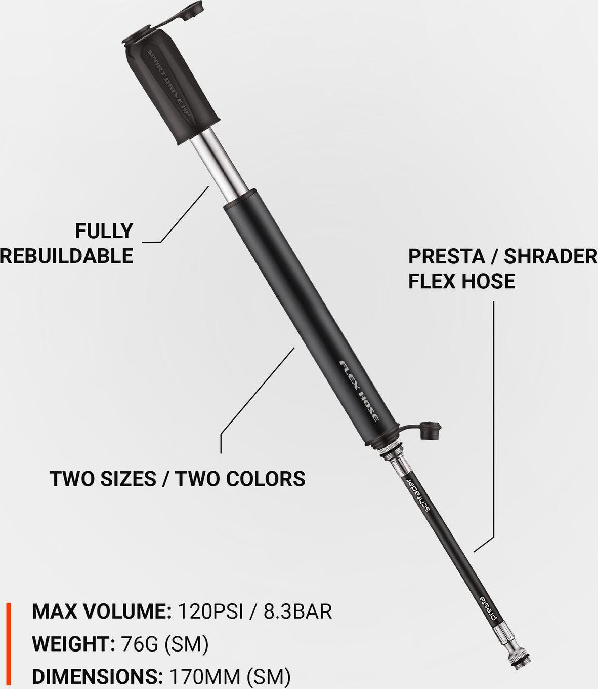 Lezyne Sport Drive HP S 120 psi handpomp zwart 4/5