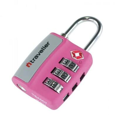 Traveller lucchetto TSA rosa - lucchetto a combinazione 3 cifre