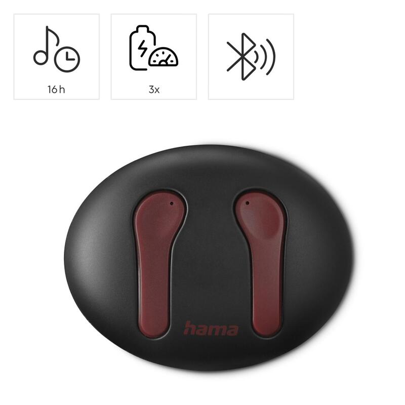Casti True Wireless Hama Spirit Unchained, Bluetooth, Microfon (Negru/Rosu)
