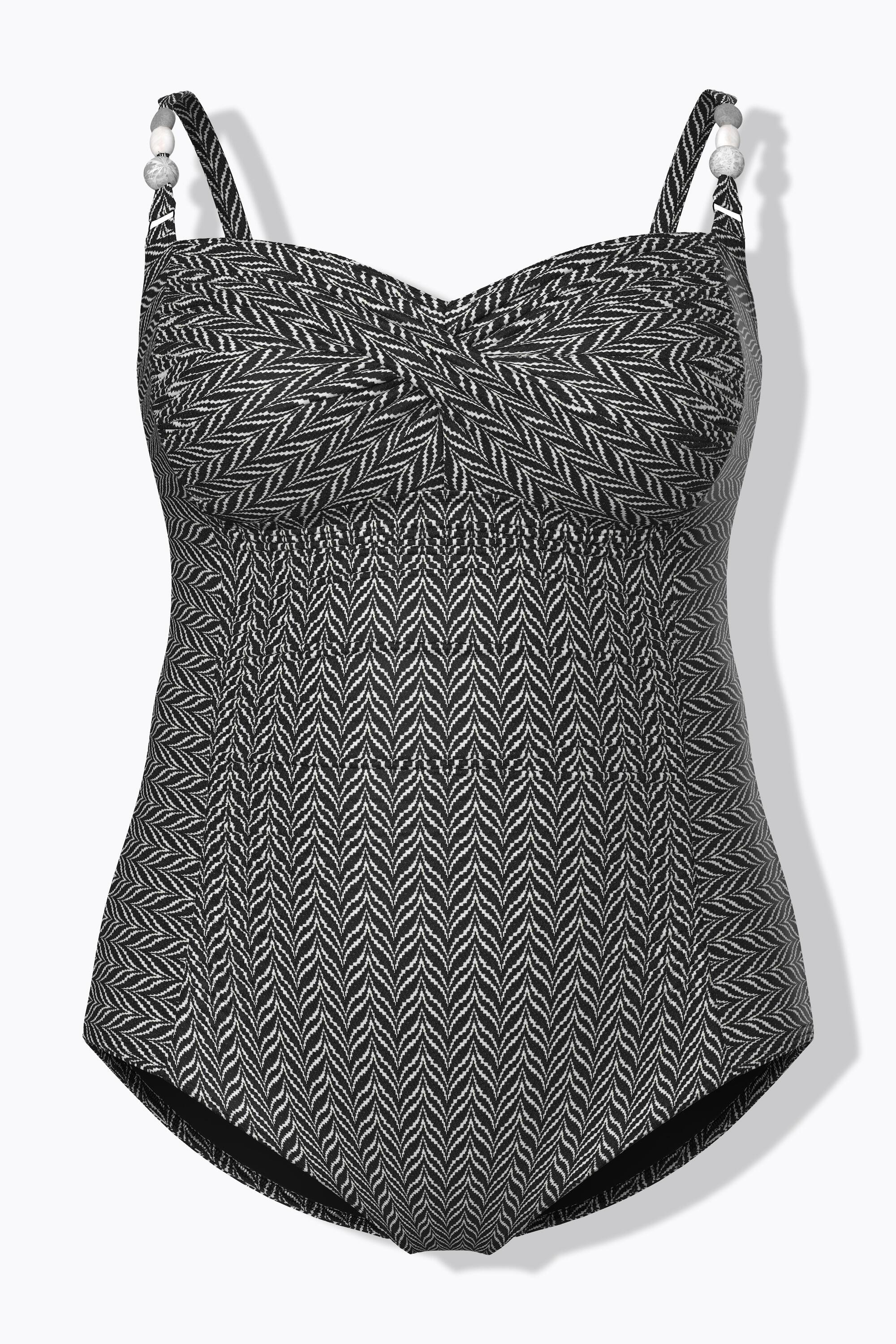 Femme Maillot de bain à bonnets souples drapé et matière texturée motif chevrons 6/7