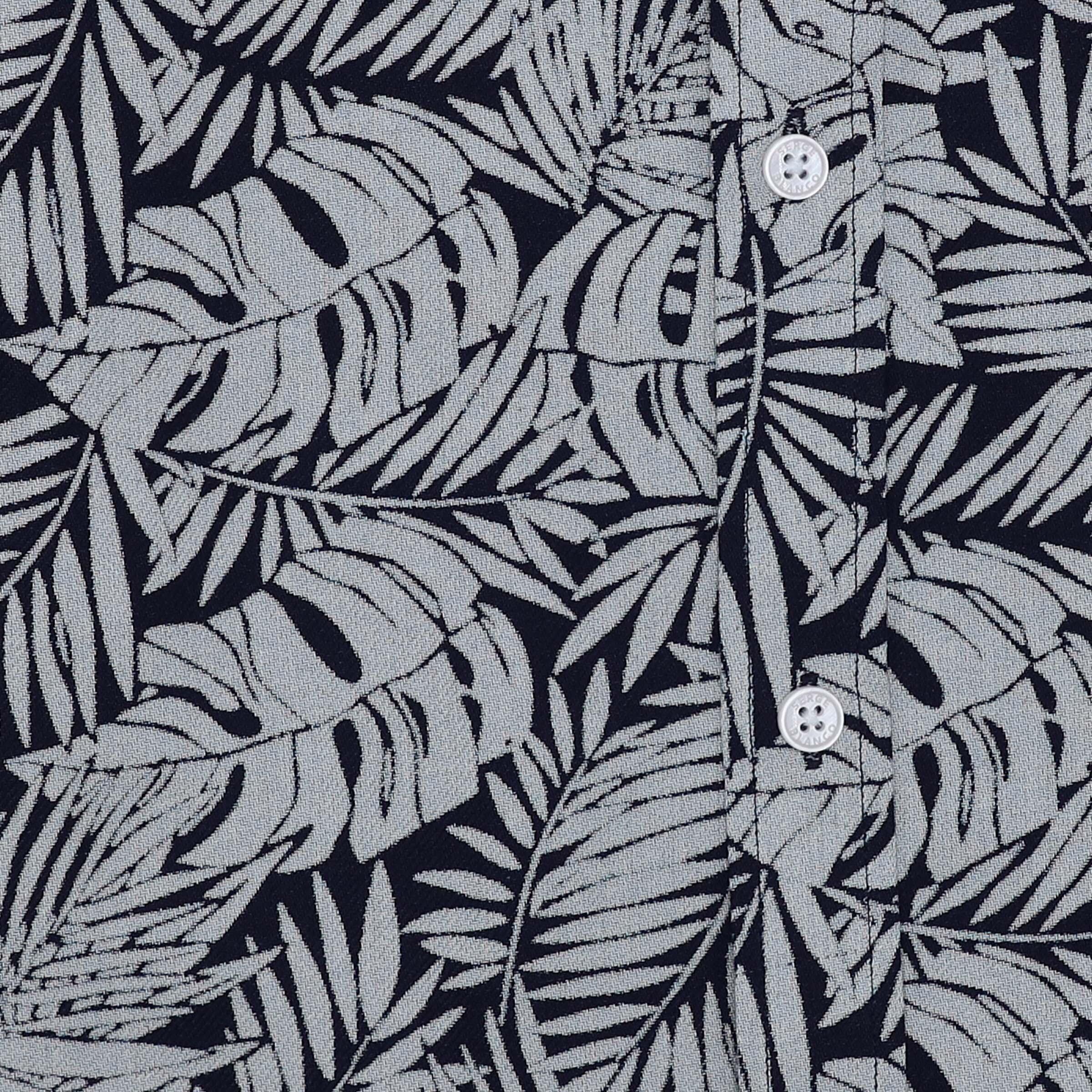 Camicia a maniche lunghe in cotone blu navy con stampa floreale 5/5