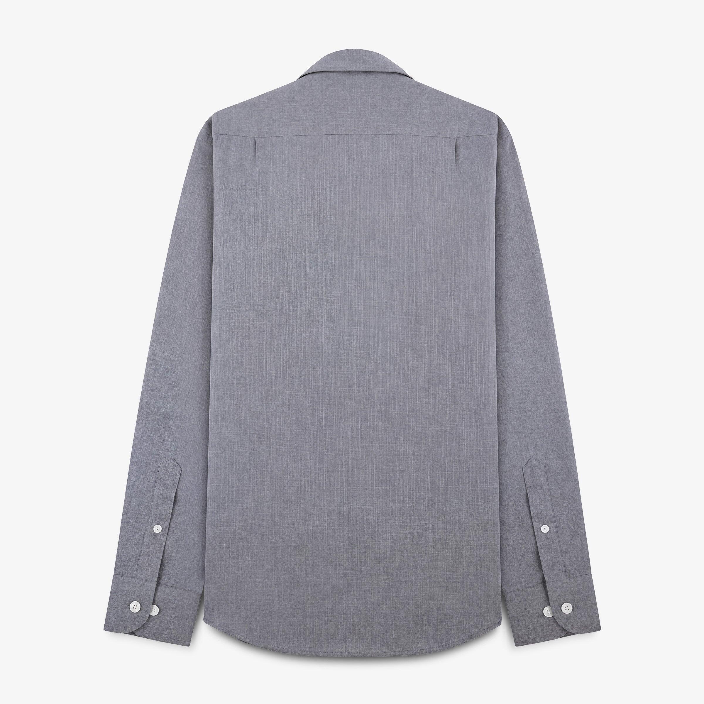 Chemise grise à manches longues en coton avec poche poitrine 2/4