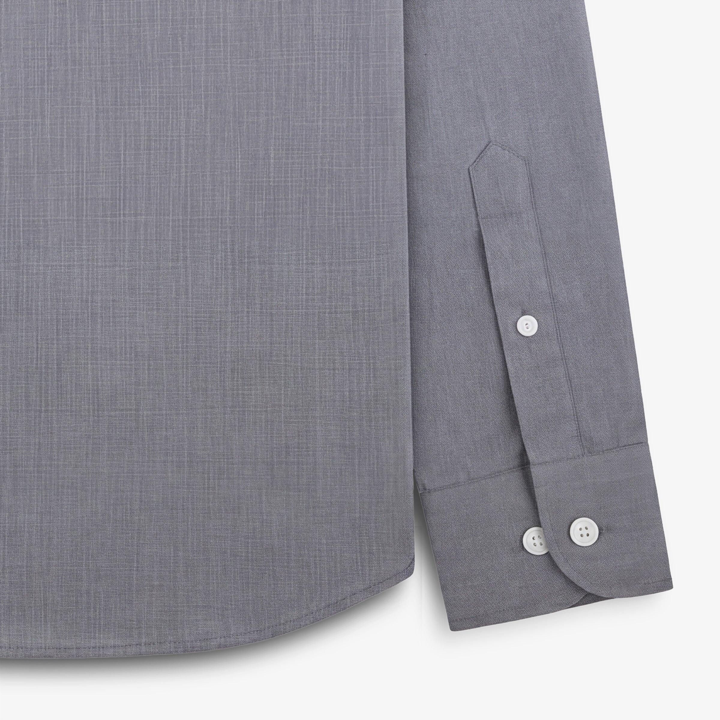 Chemise grise à manches longues en coton avec poche poitrine 4/4
