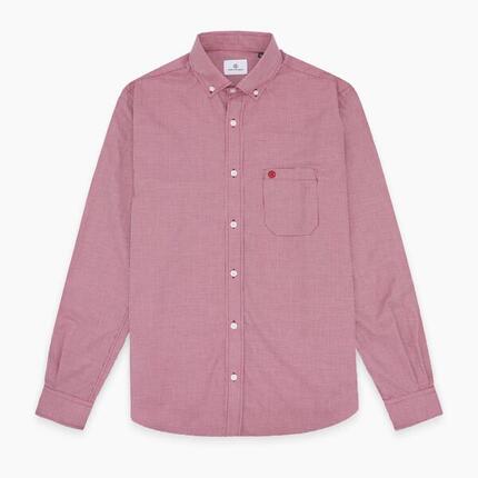 Chemise manches longues en coton à carreaux vichy blancs et rouges