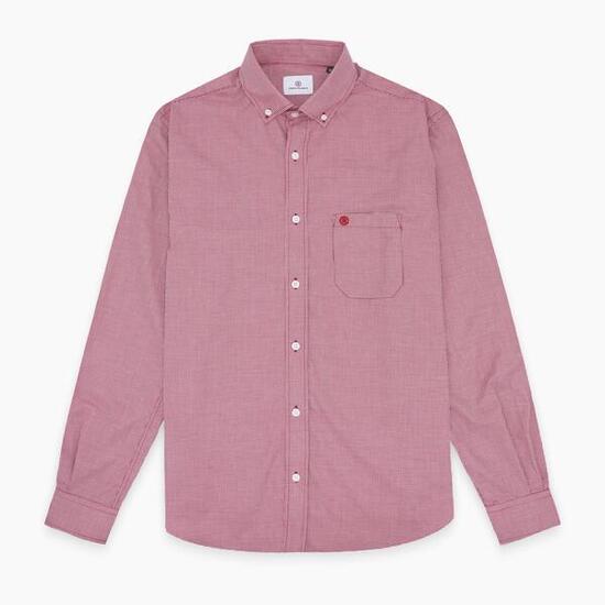 Chemise manches longues en coton à carreaux vichy blancs et rouges