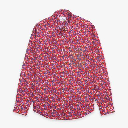 Chemise manches longues en coton rouge avec imprimé boules