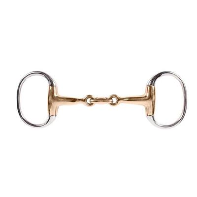 Olijfbit voor paard met dubbele loop en koper horze