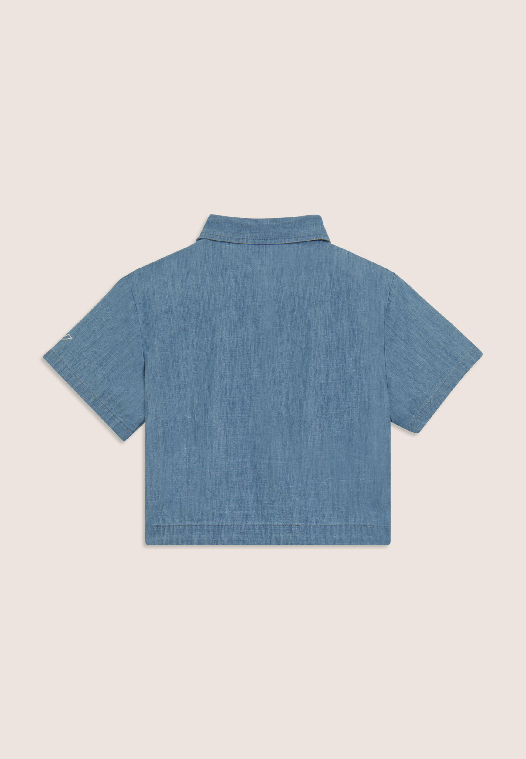 Camicia cropped in chambray denim da bambina e ragazza 2/3