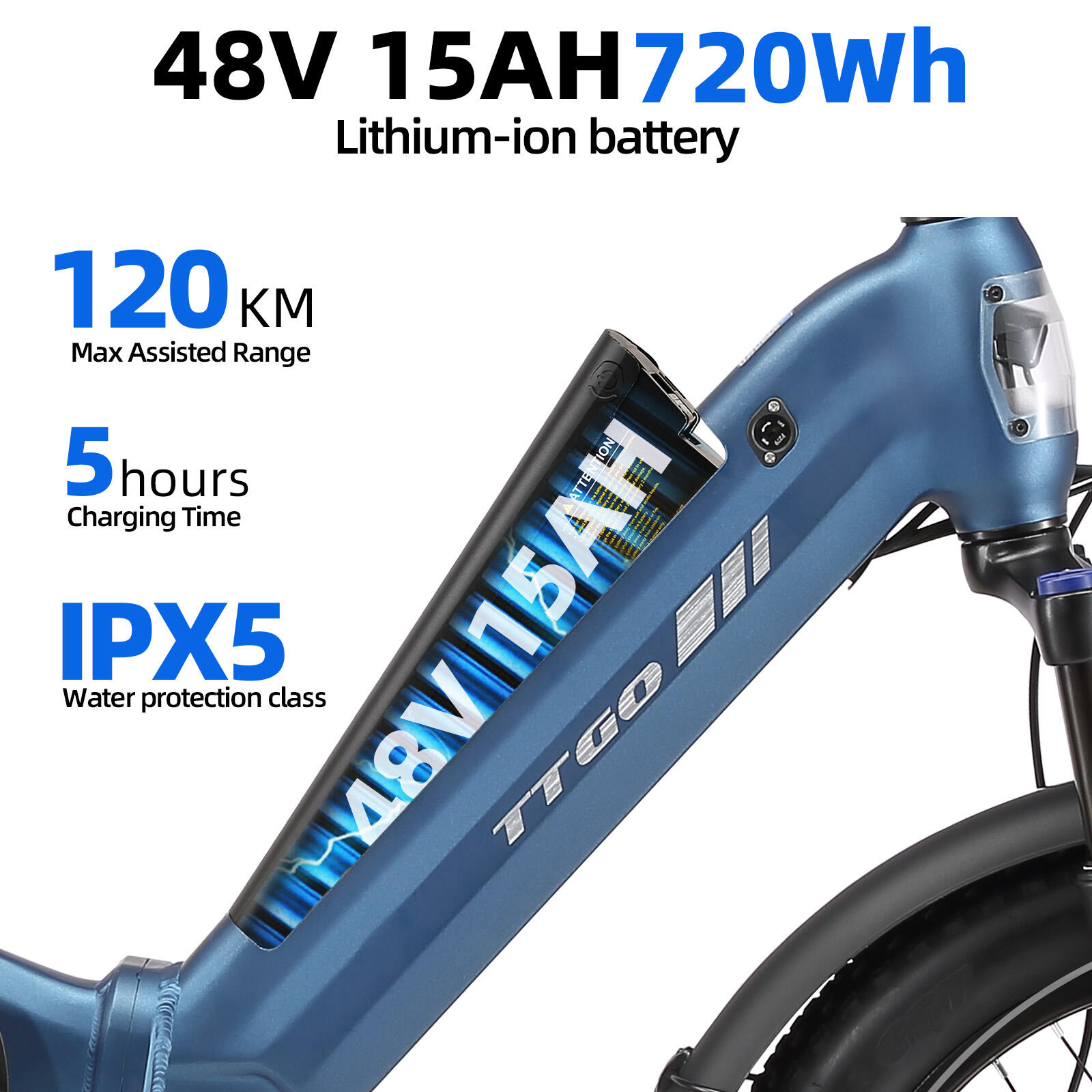 Skládací elektrokolo TTGO F7, baterie 48 V 15 Ah, motor 250 W 5/7