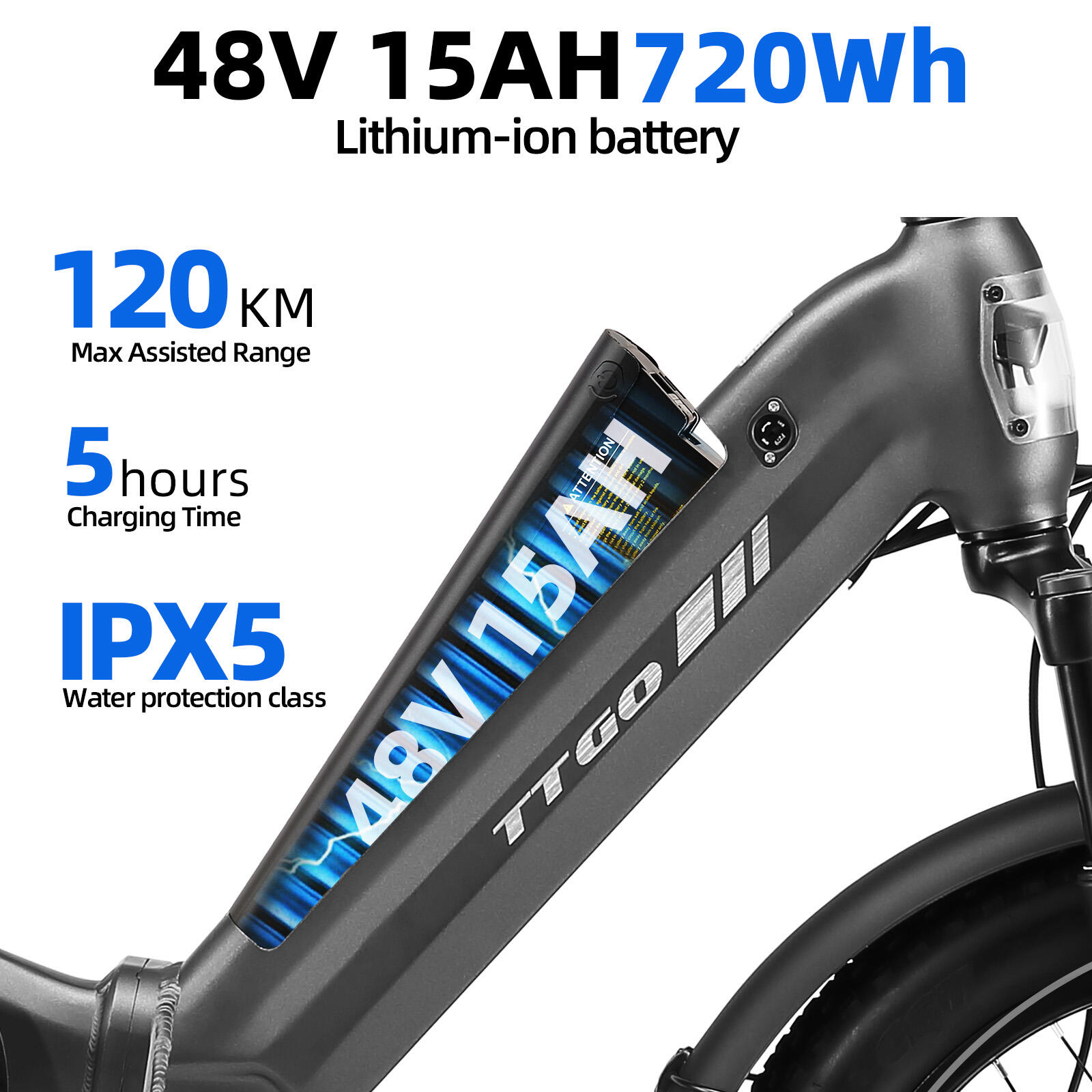 Skládací elektrokolo TTGO F7, baterie 48 V 15 Ah, motor 250 W 6/7