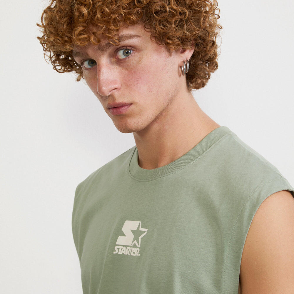 Smanicato in jersey minimal con stampa iconica VERDE POLVERE 4/5