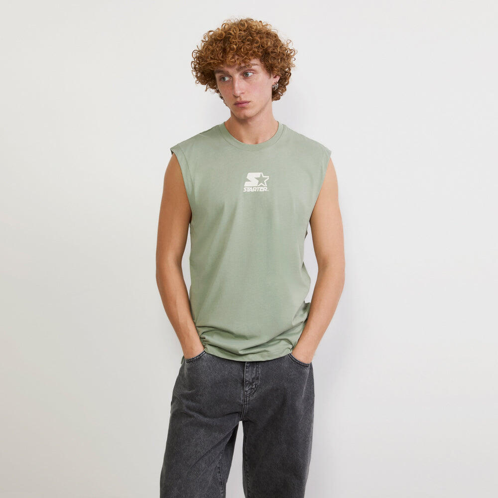 Smanicato in jersey minimal con stampa iconica VERDE POLVERE 3/5