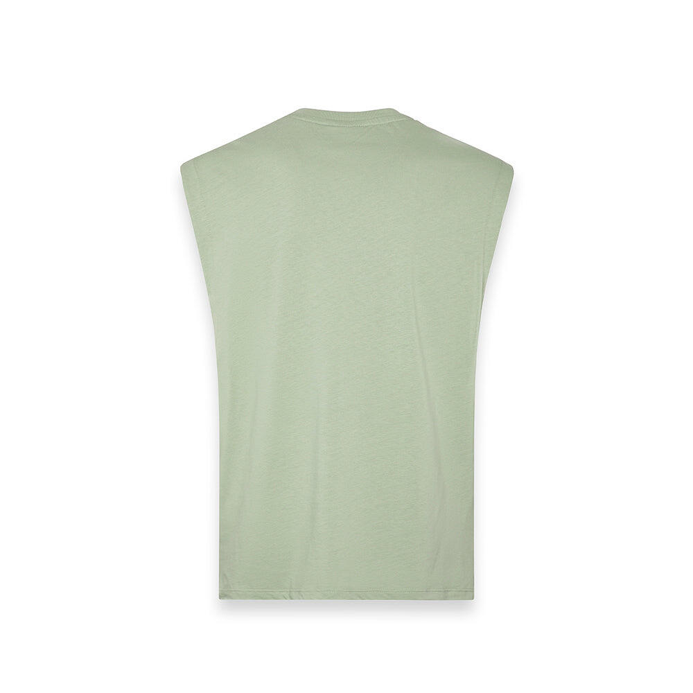 Smanicato in jersey minimal con stampa iconica VERDE POLVERE 2/5