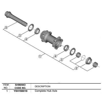 Complete hub axle Shimano WH-RX570-TL-F12