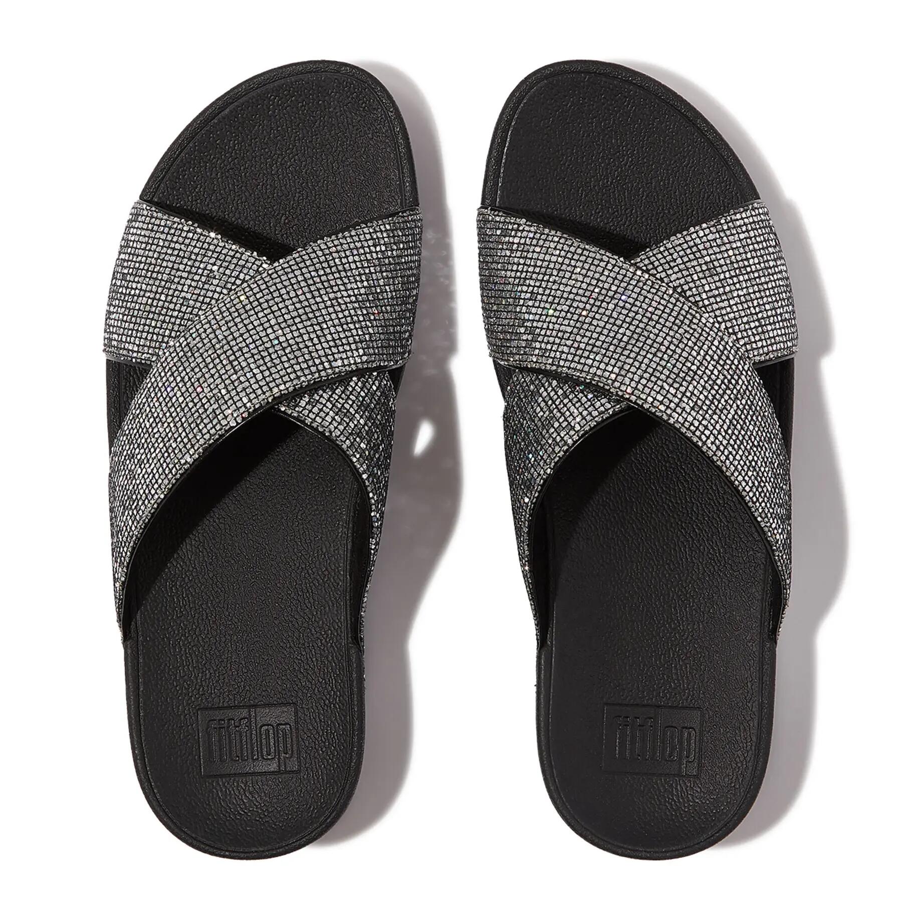 Sandalias de mujer FitFlop Lulu Cross Slide - Glitterball 4/7