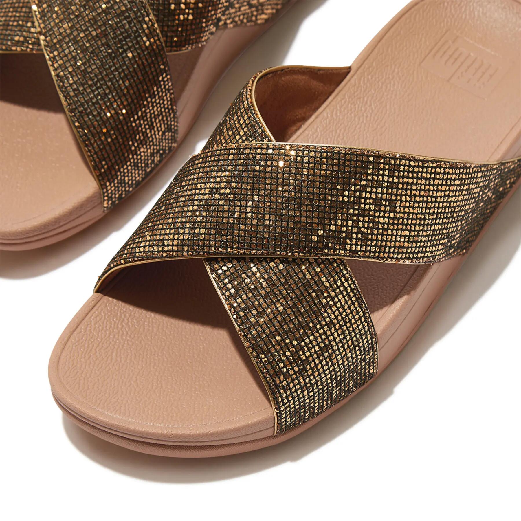 Sandalias de mujer FitFlop Lulu Cross Slide - Glitterball 7/7